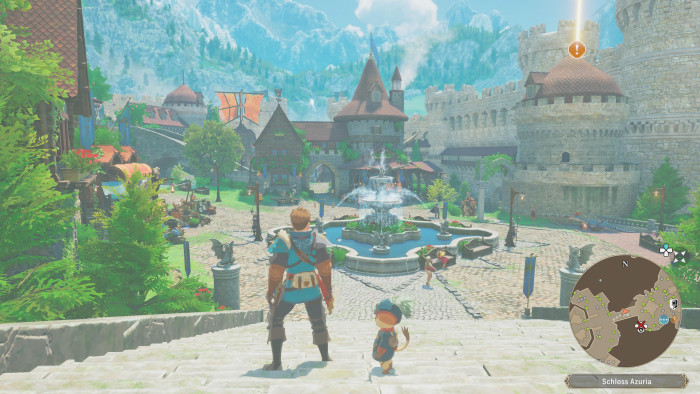Leo und sein Palico im zentralen Königsschloss. (Bild: Capcom / Screenshot: Golem)
